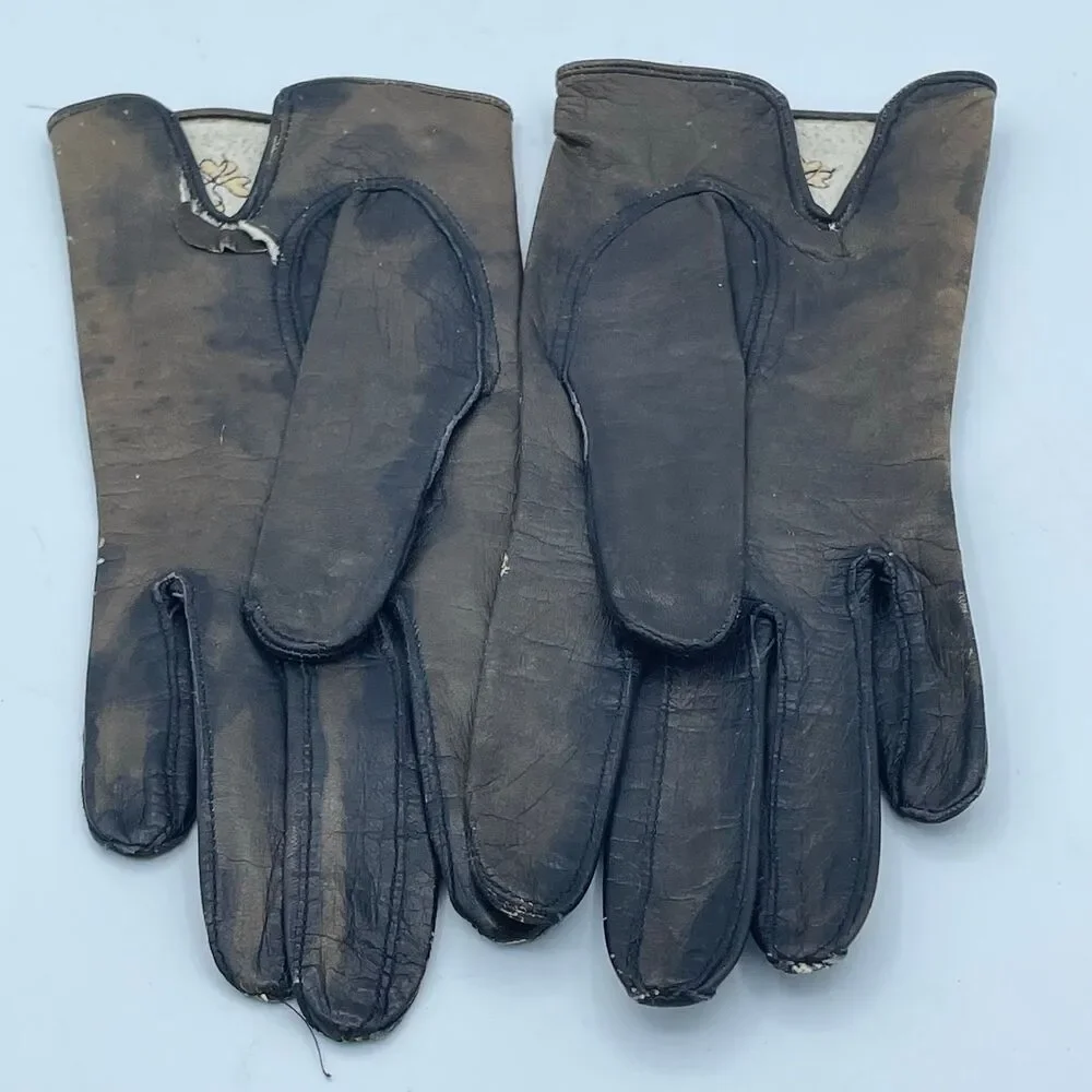 Ladies Vintage Real Kid Fancy Dress Gloves Made in West Germany Costume